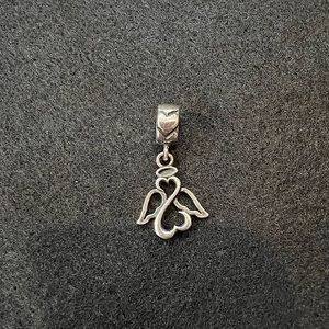 PANDORA sterling silver open hearts angel charm